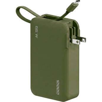 ReelCharge Flex USB-C Power Bank with Folding Prongs (10,000mAh, 65W, Green)