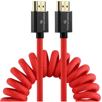 Alvin's Cables 8K 2.1 Braided Coiled HDMI Cable (Red, 18 to 28")