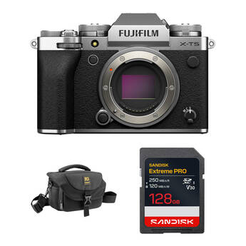 FUJIFILM X-T5 Mirrorless Camera with Basic Bundle (Silver)