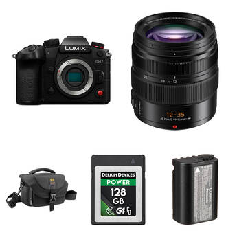 Panasonic LUMIX GH7 Mirrorless Camera with 12-35mm f/2.8 Lens and Essentials+ Kit (Black)