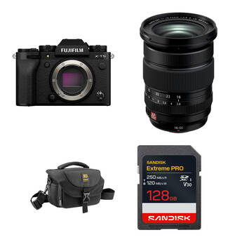 FUJIFILM X-T5 Mirrorless Camera with 16-55mm f/2.8 Lens and Basic Bundle (Black)