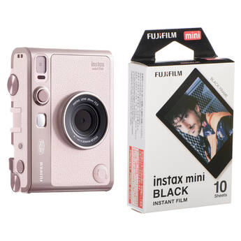 FUJIFILM instax mini EVO Instant Camera with Film Kit (Gentle Rose, 20 Exposures)