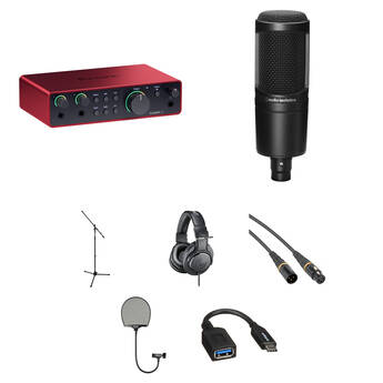 Focusrite Scarlett 2i2 USB-C Audio Interface (4th Generation) Kit with Audio-Technica AT2020 Mic
