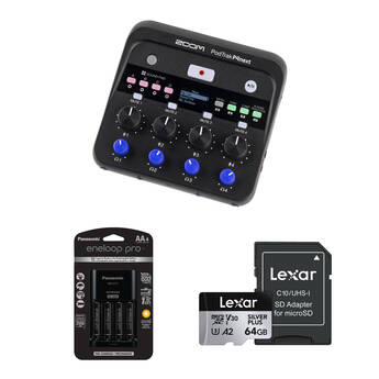 Zoom PodTrak P4next Portable Multitrack Podcast Recorder with Essentials Kit
