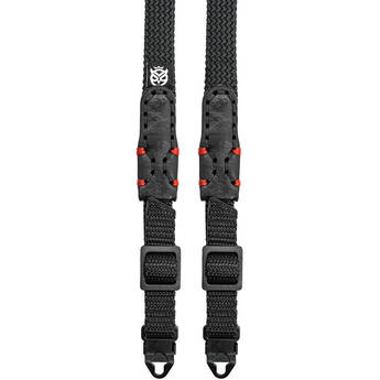 Owlkrown 38-55" TwinPad SL Adjustable Camera Strap (Black with Red Accent, Hassy Clip)