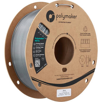 Polymaker 1.75mm PolyLite PETG Filament(1kg, Silver)