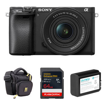 Sony a6400 Mirrorless Camera with 16-50mm f/3.5-5.6 II Lens and Basic Bundle