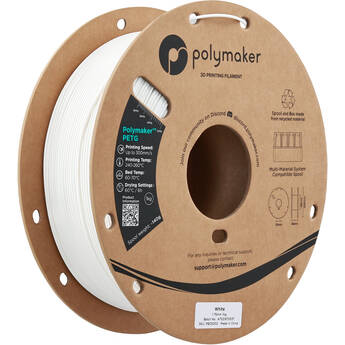 Polymaker 1.75mm PolyLite PETG Filament(1kg, White)
