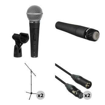 Shure SM58S & SM57-LC Mics, Stands, and Cables Kit