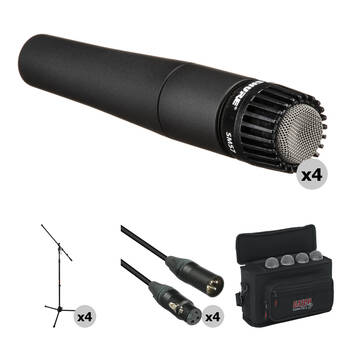Shure SM57-LC Quad Pack with Cables and Stands Kit