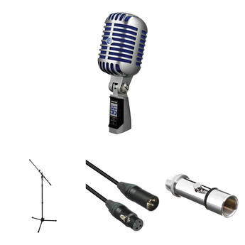 Shure Super 55 Deluxe Vocal Microphone Kit (Chrome with Blue Foam)