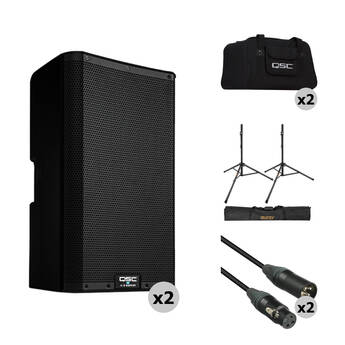 QSC K10.2 K.2 Series 10" 2000W Powered Speaker Pair with Essential Accessories Kit