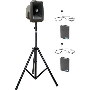Anchor Audio MegaVox 2 System X2 Loudspeaker with Two WB-LINK Beltpacks and Two CM-LINK Wireless Collar Mics