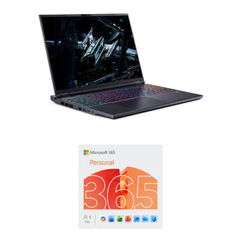Acer 16" Predator Helios Neo 16 AI LED IPS Gaming Laptop and Microsoft 365 Personal Kit (1-User License / 12-Month Subscription / Download)