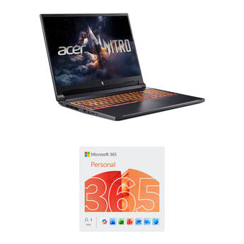 Acer 16" Nitro V Gaming Laptop and Microsoft 365 Personal Kit (1-User License / 12-Month Subscription / Download)
