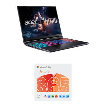 Acer 16" Nitro V 16S Gaming Laptop and Microsoft 365 Personal Kit (1-User License / 12-Month Subscription / Download)