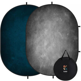 Kate Backdrop Abstract Microfiber Collapsible Backdrop (Dark Blue/Gray, 6.5 x 5')
