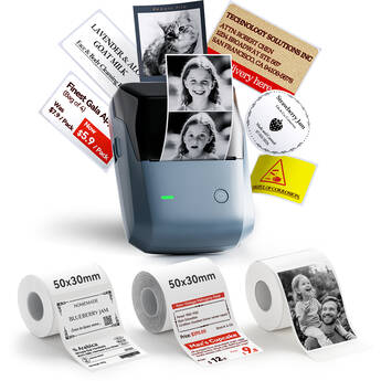 NIIMBOT B1 Pro Thermal Label Printer with Three Label Rolls (Lake Blue)