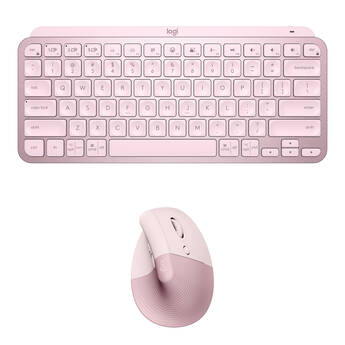 Logitech MX Keys Mini Wireless Keyboard & Lift Vertical Mouse Set (Rose)