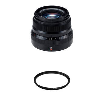 FUJIFILM XF 35mm f/2 R WR Lens with UV Filter Kit (Black)