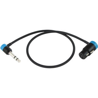 Cable Techniques Slim Low-Profile Right-Angle 3-Pin XLR Female to Right-Angle 1/4" TRS Patch Cable (Blue Caps, 18")