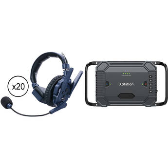 Synco Xtalk Master XM20 Full-Duplex Wireless Intercom Bundle with 20 Single-Ear Headsets and XStation Base Unit
