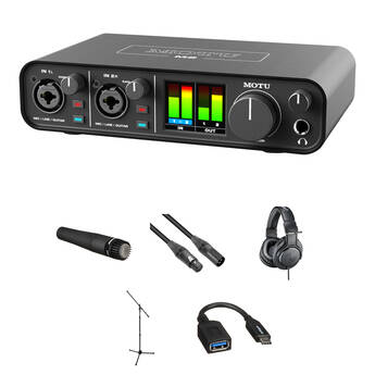 MOTU M2 USB-C Audio/MIDI Interface with Guitar Recording Kit