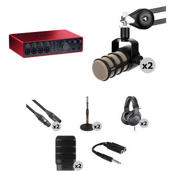 Focusrite Scarlett 18i16 USB-C Audio/MIDI Interface with Two-Person Podcasting Kit (4th Generation)
