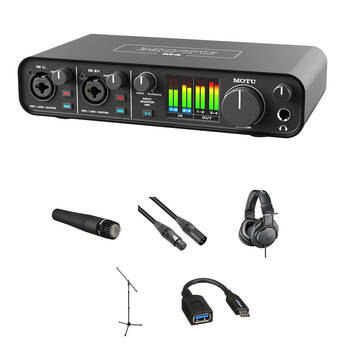 MOTU M4 USB-C Audio/MIDI Interface with Guitar Recording Kit