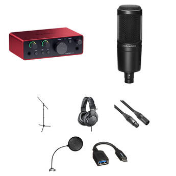 Focusrite Scarlett Solo USB-C Audio Interface (4th Generation) Kit with Audio-Technica AT2020 Mic