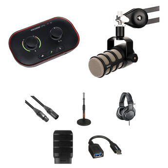 Focusrite Vocaster One USB-C Audio Interface with One-Person Podcasting Kit