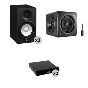 Yamaha HS5 Powered Studio Monitor Kit with Subwoofer and Isolation Pads (Black, Pair)