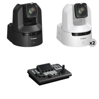 Canon CR-N350 4K NDI PTZ 3-Camera Kit with RC-IP300 Controller (2 White, 1 Black)