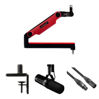 O.C. White ProBoom Ultima Gen2 Ultralow-Profile Adjustable Mic Boom Kit with Shure SM7dB Microphone (Red)
