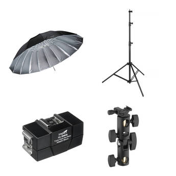 Impact 7' Parabolic Umbrella (Silver) With Light Stand Kit
