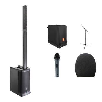 JBL PRX ONE All-in-One Powered Column Array PA System Kit with Handheld Mic, Carry Bag, Cable, and Stand
