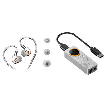 Fosi Audio DS3 Portable USB DAC and Headphone Amplifier Kit with In-Ear Monitors (Silver)