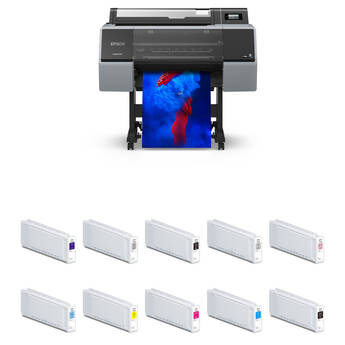 Epson SureColor P7370 24" Wide-Format Inkjet Printer with T56N UltraChrome PRO10 Ink Cartridges Kit