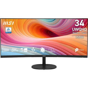MSI PRO MP341CQ 34" 1440p HDR 120 Hz Ultrawide Curved Monitor (Black)