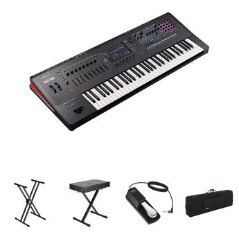 Roland Fantom 6 EX 61-Key Music Workstation Keyboard Kit with X-Stand, X-Bench, Pedal, Wheeled Case