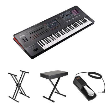 Roland Fantom 6 EX 61-Key Music Workstation Keyboard Kit with X-Stand, X-Bench, Pedal