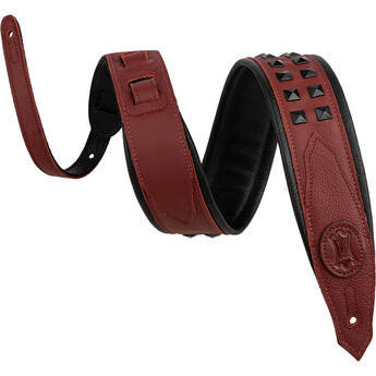 Levy's Rebel Leather Series Guitar Strap (Oxblood Leather Strap with Black Studs)