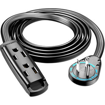 Maximm Cable S360 3-Outlet 14AWG Flat Wire Extension Cord (6', Black)