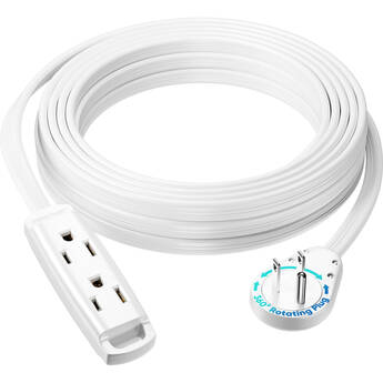 Maximm Cable S360 3-Outlet 14AWG Flat Wire Extension Cord (25', White)