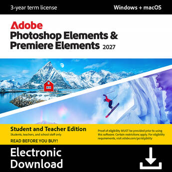 Adobe Photoshop & Premiere Elements 2027 (3-Year License, Student & Teacher Edition, Download)