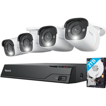 Reolink NVS8-12MB4 8-Channel 12MP NVR with 2TB HDD & Four 12MP Bullet Cameras