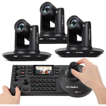 FoMaKo BK20UH3 NDI PTZ 3-Camera Bundle with 20x Zoom + PTZ Controller