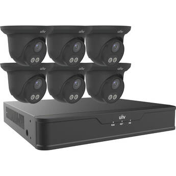 Uniview Dual Light 8-Channel Surveillance Kit with 6 x  4MP Turret Domes (Black)