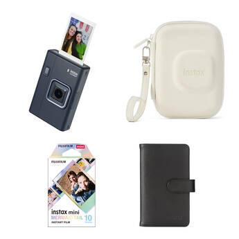 FUJIFILM instax mini LiPlay+ Hybrid Instant Camera with Accessories Kit (Midnight Blue, 10 Exposures)