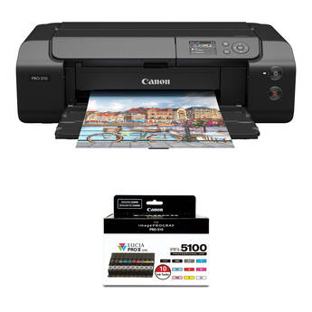 Canon imagePROGRAF PRO-310 Professional 13" Wireless Inkjet Photo Printer with 10 PFI-5100 Ink Tanks Kit